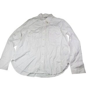 Madewell Women Cotton Poplin Utility White Long Sleeve Button-Up Shirt Size M